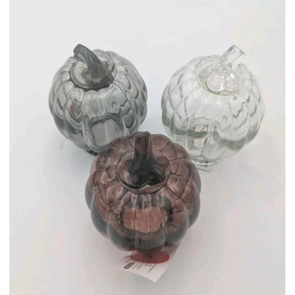 3 Target Bullseye Playground GLASS PUMPKINS Autumn Halloween Fall Thanksgiving